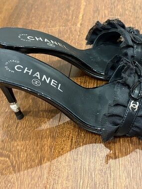 Chanel black mules